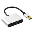 thumbnail image 3 of Cable Adaptador de Conversión 2 en 1 Hugo de USB 3.0 a VGA 1080P Plateado, 3 of 9