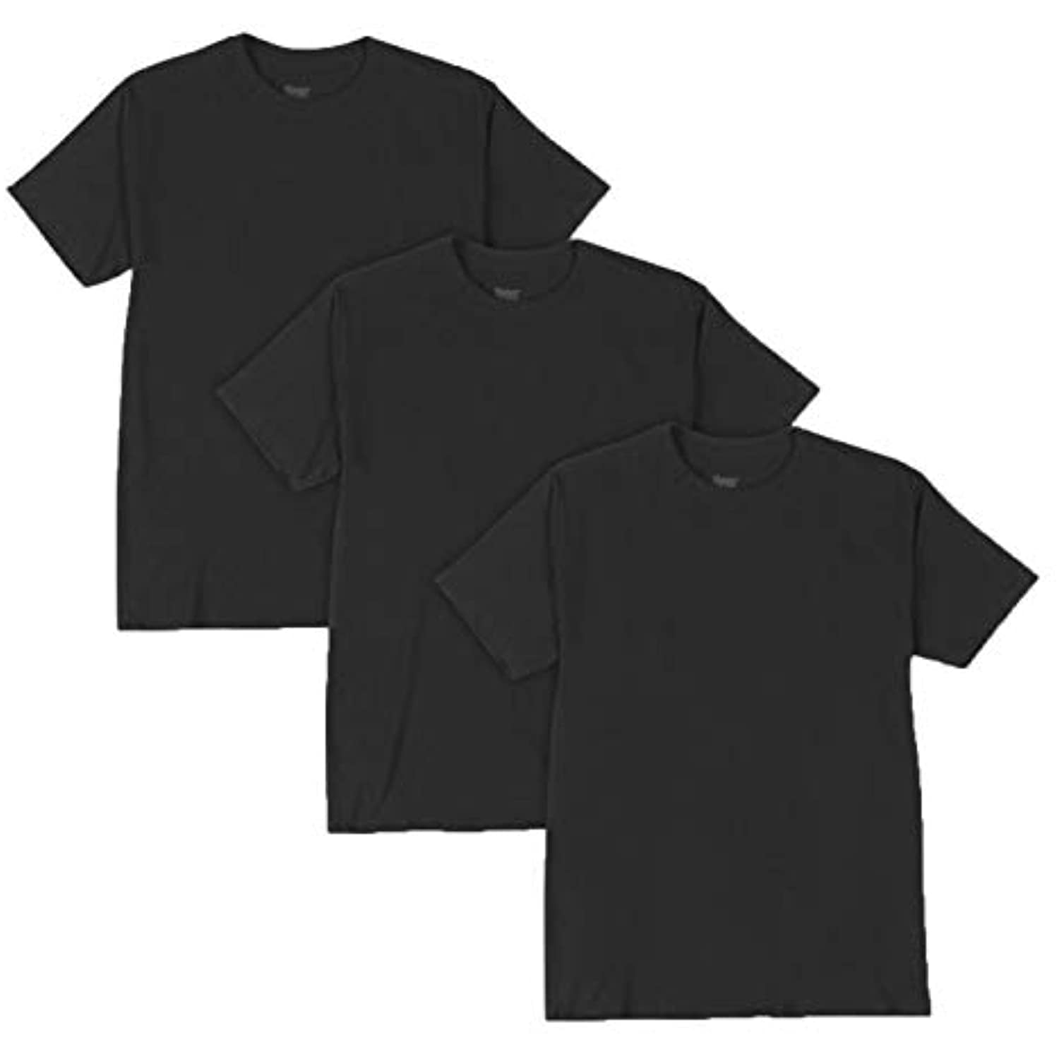 Hanes Premium Men's Stretch 3Pk Crew TShirt Black (Medium
