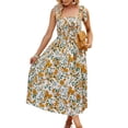 thumbnail image 2 of EQWLJWE Robe Longue pour Femmes Robe d'Été Imprimée Sans Manches Col Rond Aguichant Robe de Plage Décontractée Fluide, 2 of 9