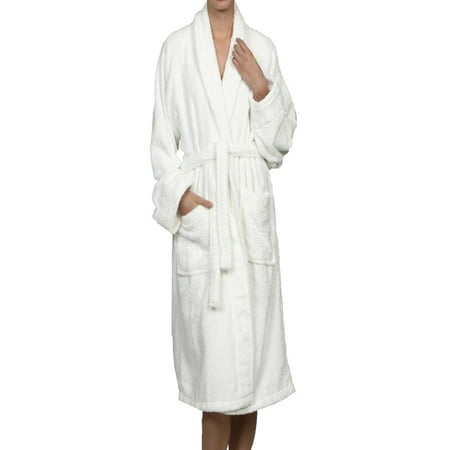 Superior Unisex Egyptian Terry Cotton Medium Bath Robe, White