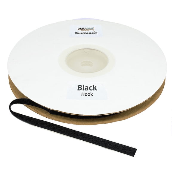 DuraGrip® Brand - 1/2" Black Hook: Peel & Stick - Acrylic