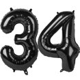 thumbnail image 1 of Globo Kelfuoya, 40 cm, negro, número 34, lámina de mylar, helio, 1 of 7