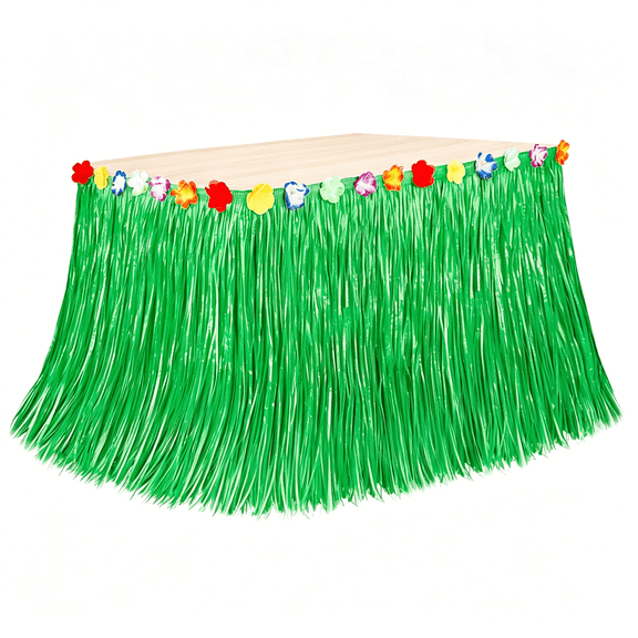 AUQ Green Grass Table Skirt,108 X 29.5" Grass Skirts,Table Skirt for Summer Tropical Hula Parties Decor Accessories