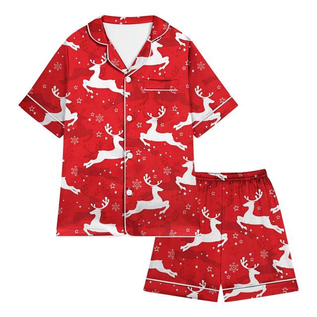 WEAIXIMIUNG 2024 Children's Shirt And Pants Set Christmas Pyjamas Set With Pockets Christmas Set 8-9 Years