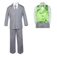 thumbnail image 2 of 7pc Baby Toddler Boy Formal Party Medium Gray Suit w/ Satin Vest & Bow tie Sm-20, 2 of 4
