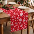 thumbnail image 5 of Christmas Snowflakes Cotton Linen Table Runner for Dining Kitchen, Xmas Winter Watercolor Red Wedding Outdoor Party Tablerunners Decoration, Dresser Scarf Coffee Tablecloth Runners 13x36 Inches, 5 of 9