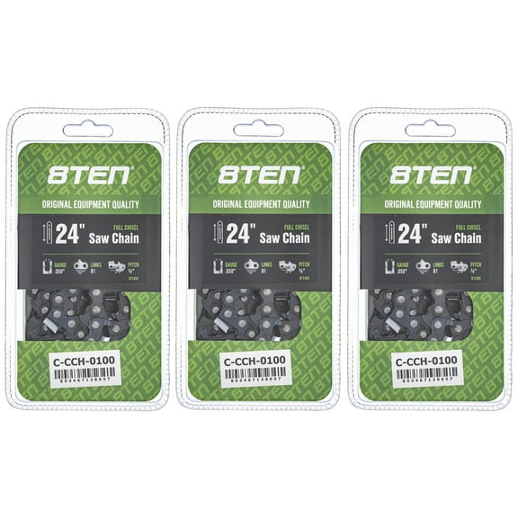 Full Chisel Chainsaw Chain 24 inch .050 3/8 81DL for Echo Jonsered 3 Pack 810-CCC2322H