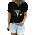 thumbnail image 2 of Yutnsbel Womens Fashion Casual Short Sleeve Aztec Western Denim Print T Shirt Top, 2 of 6