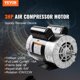 thumbnail image 2 of Motor electrico de compresor de aire VEVOR 3HP, 230 V, 15 amperios, 56 marcos 3450 RPM, eje con llave de 5/8, rotación CW/CCW, longitud del eje de 1,88 para compresores de aire, 2 of 9