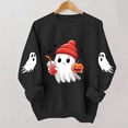 thumbnail image 2 of Enjoytime Halloween Crewneck Sweatshirts Women Ghost Pumpkin Print Long Sleeve Pullover Tops Spooky Season Fashion Casual Sweatshirt, 2 of 5