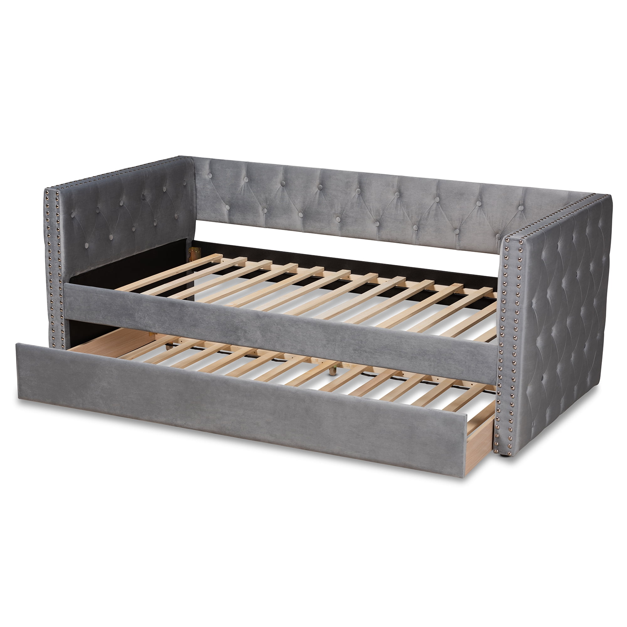 Baxton Studio Larkin Contemporary Upholstered with Trundle Daybed, Twin, Grey