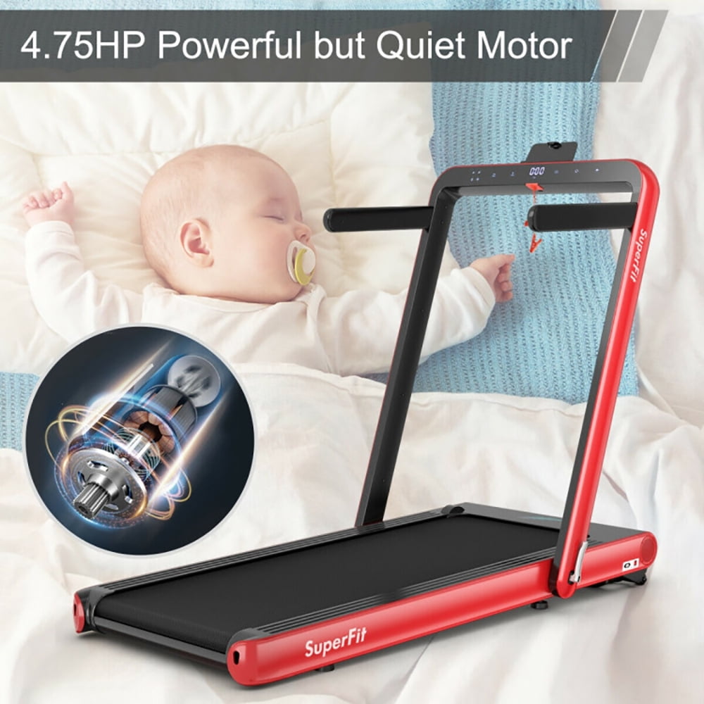Spaco 4.75HP 2 In 1 Folding Treadmill with Remote APP Control-Red, Home Fitness Equipment for Walking & Running , Cardio Exercise Machine, Preset and Adjustable Programs