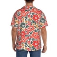 thumbnail image 3 of Yiaed Small Coral Red Flowers Print Mens Casual Wrinkle Free Shirts Short Sleeve Button Down Summer Stretch Dress Shirt-XX-Large, 3 of 5
