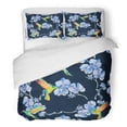 thumbnail image 1 of Juego de Ropa de Cama de 3 Piezas ABPHQTO Colibríes de Acuarela Orquídeas Funda nórdica Twin con 2 fundas de almohada, 1 of 1
