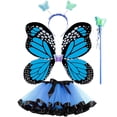 thumbnail image 6 of Wuxian Girls Toddler Skirts Sets Solid Color High Waist Tutu Skirt With Headband Wings Wand Stage Performance Dress Up Party 4 Piece Clothes Outfits Trendy Casual Streetwear,Blue,4-12 Years, 6 of 6