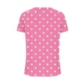 thumbnail image 5 of ZQGJB Summer Womens T-Shirts Dressy Casual Polka Dot Print Short Sleeve V Neck Graphic Tunic Blouse Loose Lightweight Comfy Pullover Tops Hot Pink XL, 5 of 5