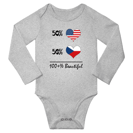 

50% Czech + 50% American = 100+% Beautiful Baby Long Sleeve Romper (Gray 12 Months)