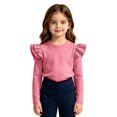 thumbnail image 5 of Grblisyd Girls Long Sleeve Tees Soft Fashion Ruffle T-Shirts Kids Solid Color Crewneck Basic Layering Tee for Everyday Wear, 5 of 5