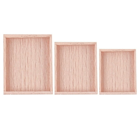 

3pcs Mini House Wooden Storage Tray Mini Food Service Tray Mini Kitchen Accessory