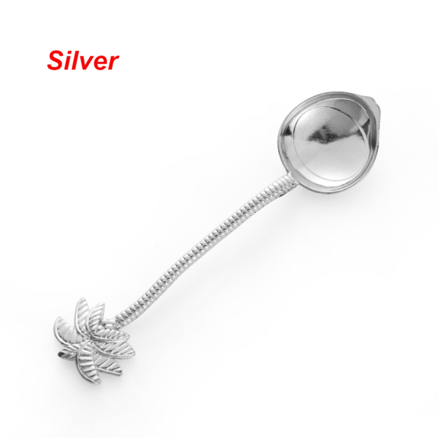 1 cuchara retro Vajilla con forma de palma de coco tallada para revolver café, cucharillas para postres, bocadillos, vajilla creativa para Navidad