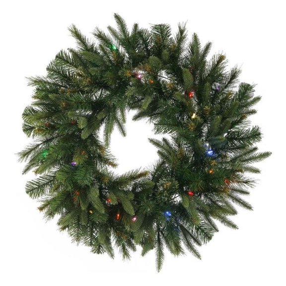 Pemberly Row 30" Green Cashmere Battery Operated LED Artificial Christmas Wreath