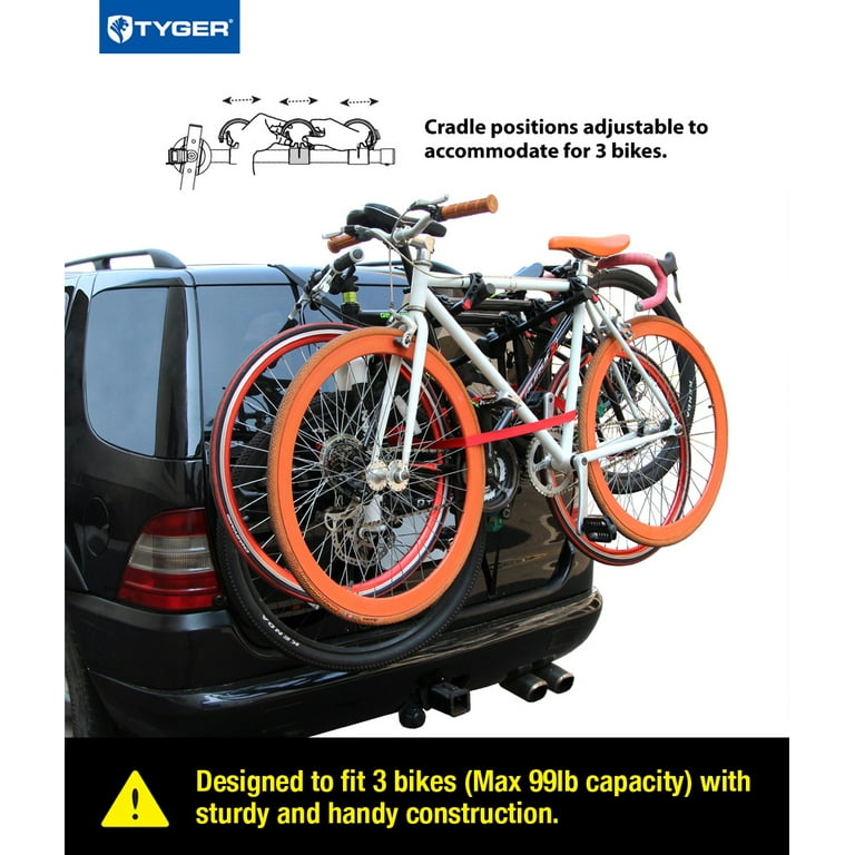Tyger Auto Deluxe 3 Bike Trunk Mount Bicycle Rack Automotive SUV and Van Carrier Walmart