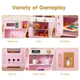 thumbnail image 2 of Wooden Play Kitchen for Kids, Pretend Toy Kitchen Set with Realistic Lights & Sounds, Versatile Storage, Fun Accessories, Perfect Gift for Ages 3+, Pink, 2 of 10