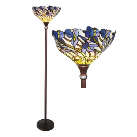 Chloe Lighting 1 Light Tiffany Style Iris Torchiere Floor Chloe Lighting 1 Light Tiffany Style Iris Torchiere Floor