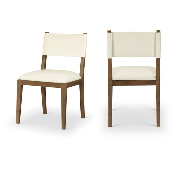 Meridian Furniture Avon Cream Vegan Leather Dining Side Chair, Set of 2
