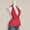 Red, variant on Womens Cinched Elastic Waist High Halter Neck Tie Open Back Bubble Tank Top Y2k Cute Slim Fit Backless Crop Tops(Black,L)