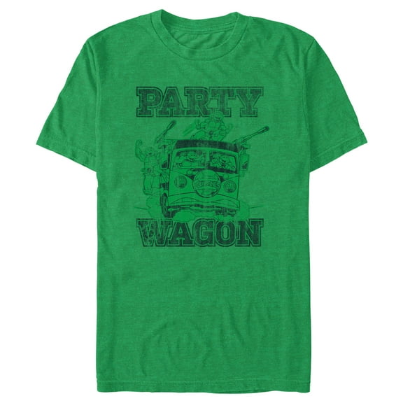 Men's Teenage Mutant Ninja Turtles Distressed Party Wagon Graphic Tee Kelly Heather 3X Large