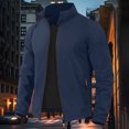 thumbnail image 3 of Lightweight Jackets For Men Full Zip Windbreaker Stand Up Collar Fashionable Casual Jacket With Pockets Blue M, 3 of 5
