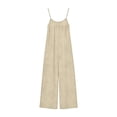 thumbnail image 6 of LEBONYARD Womens Jumpsuits Dressy,Fashion Women Casual Comfy Solid High Waist Linen Loose Straight Solid Jumpsuit Beige M, 6 of 6