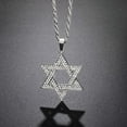 thumbnail image 3 of Zirconia Star Of David Hexagram Pendant Necklace For Men Personalized Pendant Israeli Jewish Jewelry Gift, 3 of 8