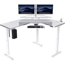 VersaDesk® PowerLift Electric Corner Desk, L-Shaped Standing Desk Converter for Home & Office | White, 60" x 72"