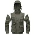thumbnail image 2 of XYBOMB Cargo Jacket, Men's Mid-length Casual Jacket Detachable Jacket Coat Fall Winter Trend Coat, Field Jacket Men Motorcycle Jacket Men Jackets for Men Army Green L, 2 of 3