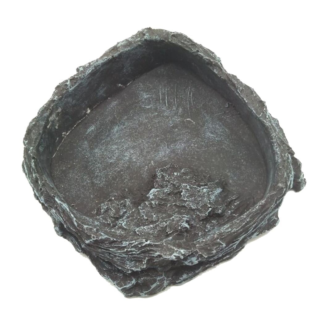 Pet Reptile Turtle Food Bowl Water Dish Corner Feeding Plate Reptiles