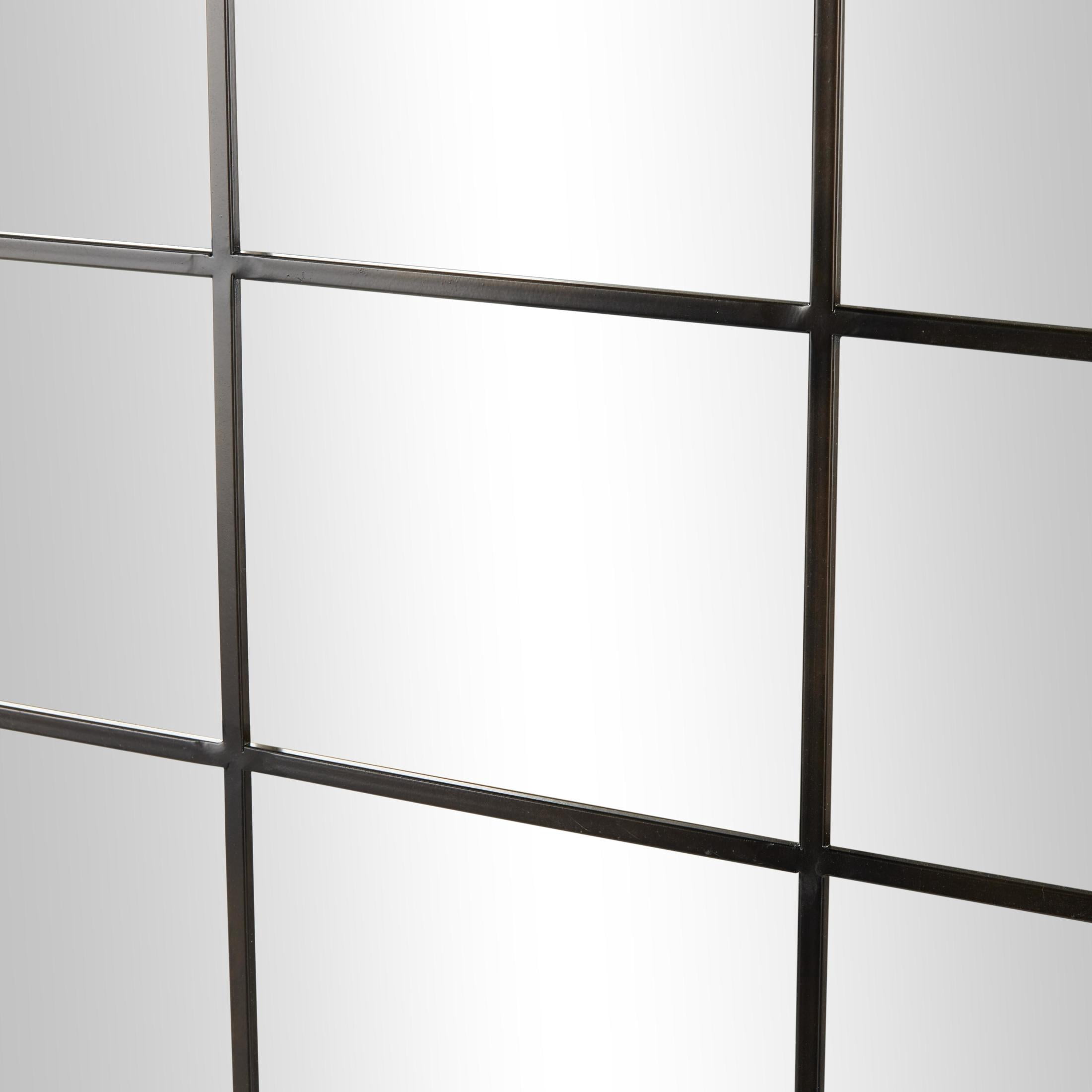 DecMode 30" x 40" Black Arched Window Pane Inspired Wall Mirror with Black Frame