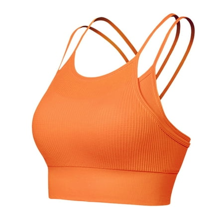Blphud Bra Plus Size Women Bras Women Back Sports Bra Padded Racerback Crop Sports Bras Workout Yoga Gym Trendy Lingerie for Women Sports Bras for Women Orange L