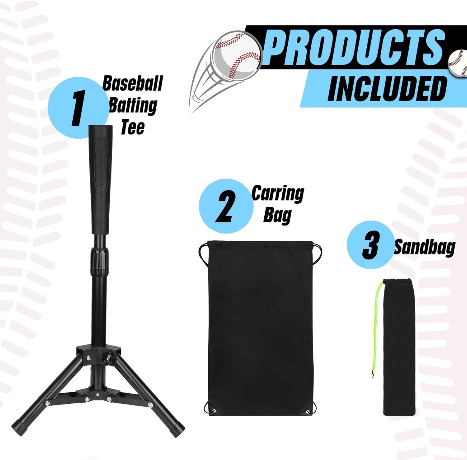 Adoreal Baseball Tee for Kids, Baseball Tee Baseball Batting Tee for Kids Softball & Baseball Practice Tee Easy Adjustable Height Portable Hitting Tee with Carry Bag(Black)