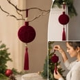 thumbnail image 5 of DefiDgd 3.15inch Christmas Flocked Ball with Tassel Adorned,Embossed Velvet Hanging Ball Decor for Christmas Tree Wall Window Wedding Holiday Party Home Ornament(A), 5 of 7