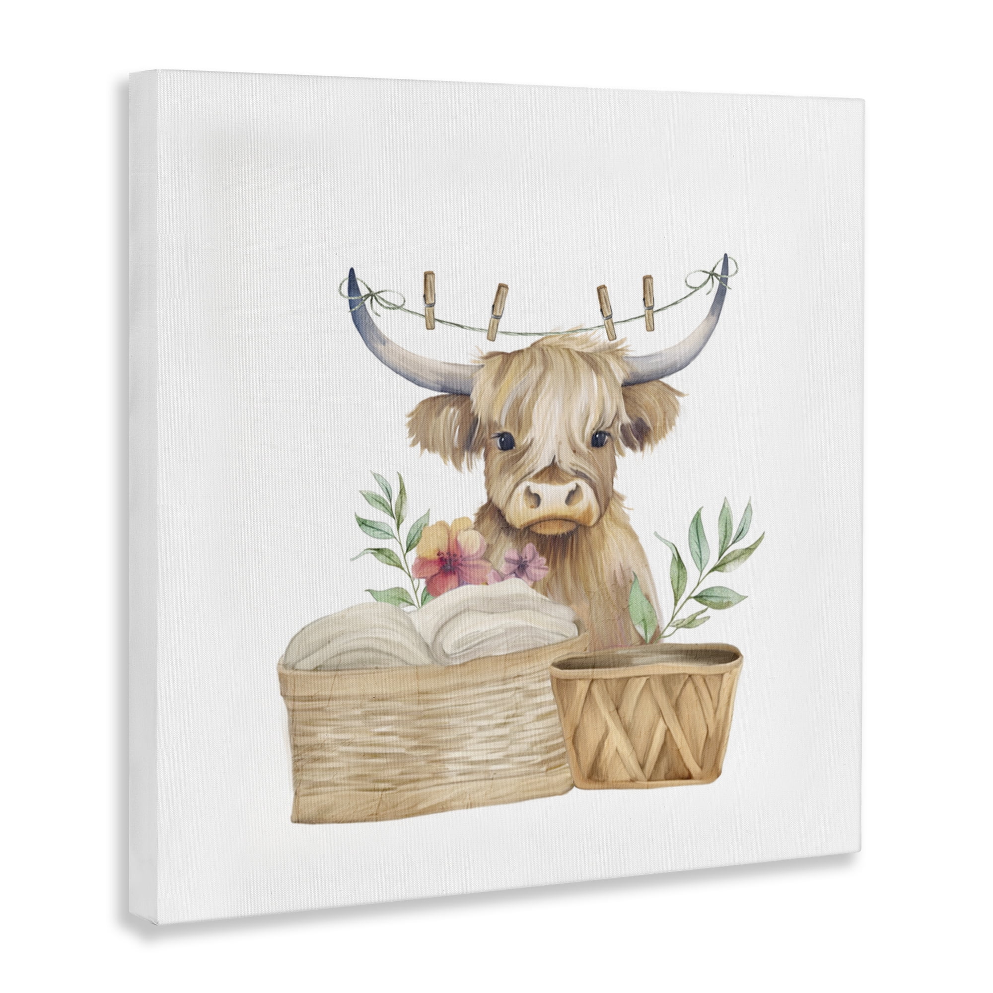 Laundry Day Baby Cattle Canvas Wall Art, design by Kim Allen