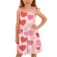 thumbnail image 5 of Vornjynx Girls Flare Dress Hearts Print Square Neck Adjustable Strap Daily Summer Cute Sundress Pink Size 1, 5 of 9