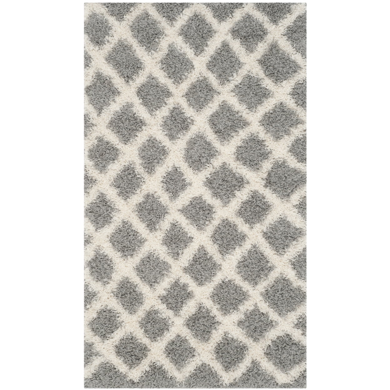 SAFAVIEH Dallas Jerrie Geometric Shag Area Rug, Grey/Ivory, 8'6" x 12'