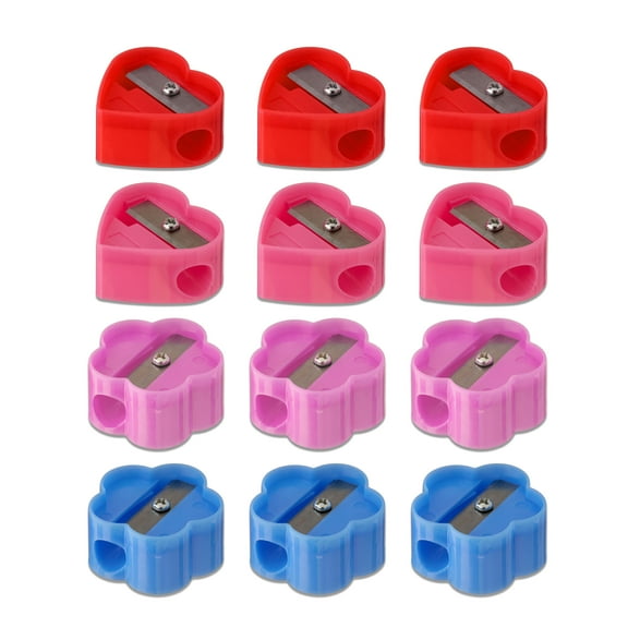 Flower and Heart Pencil Sharpener Party Favors, Multicolor, 12 Count, Valentine's Day by Way To Celebrate