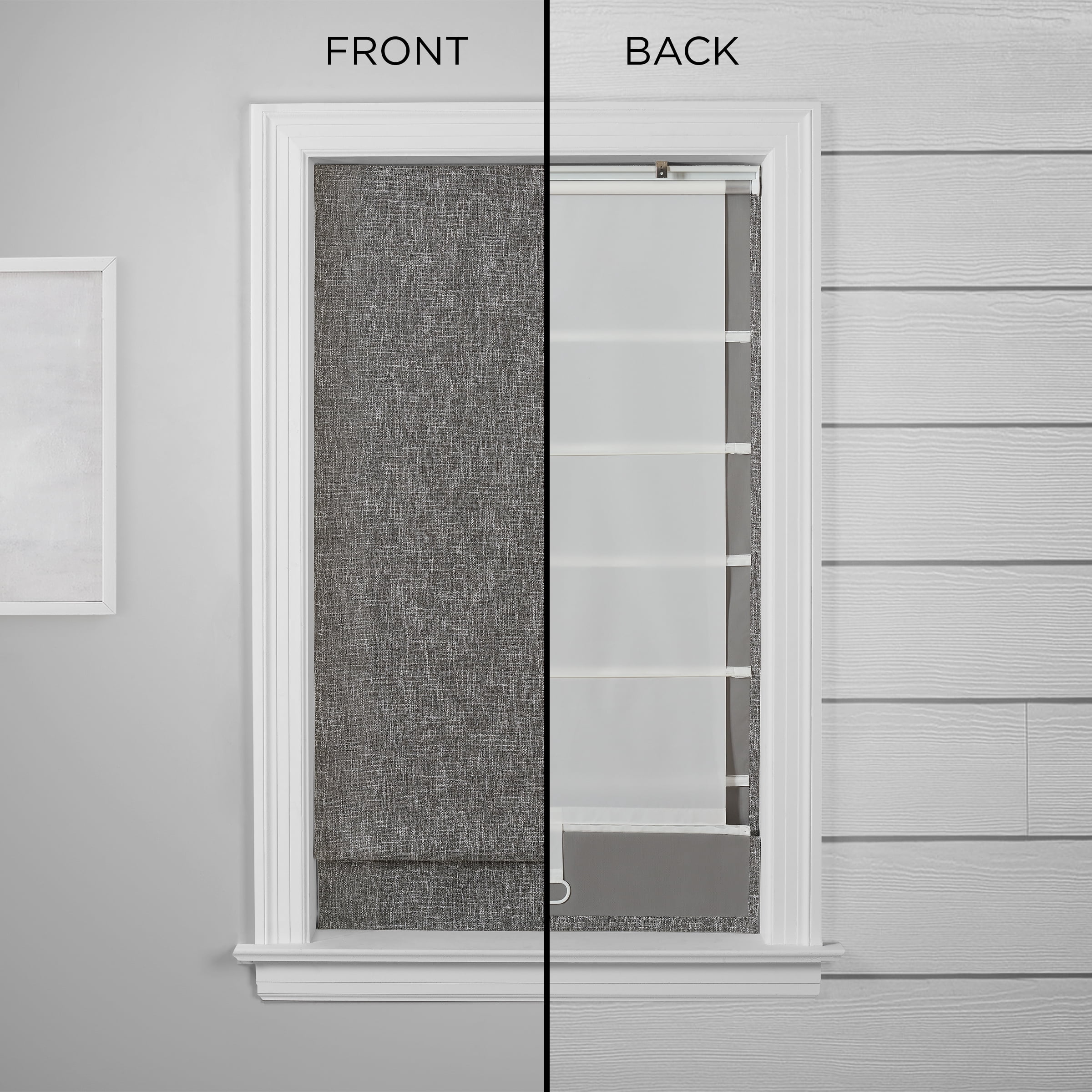 Eclipse Drew Textured Solid 100% Total Blackout 35" Cordless Roman Shade - White