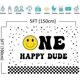 thumbnail image 5 of One Happy Dude Kids Birthday Backdrop for Smiley Face 1st Birthday Photography Background Decorations Kid First Birthday Party Cake Table Banner, 5 of 5
