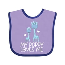 Inktastic My Poppy Loves Me Boys Giraffe Grandson Boys Baby Bib