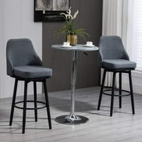 HOMCOM Bar Height Bar Stools Set of 2 Modern 360Â° Swivel Barstools 29.5 Inch Seat Height Upholstered Kitchen Chairs with Steel Legs and Footrest