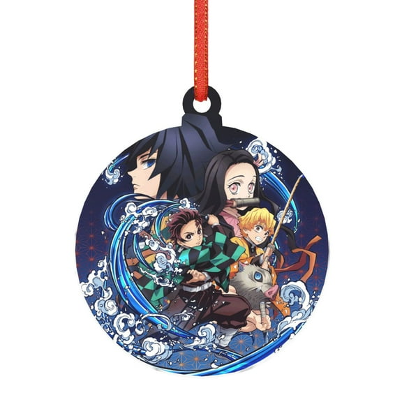 Demon Slayer Acrylic Ornament Decorative Christmas Hanging Pendant For Home Decor, Christmas Tree, Party Round Shape